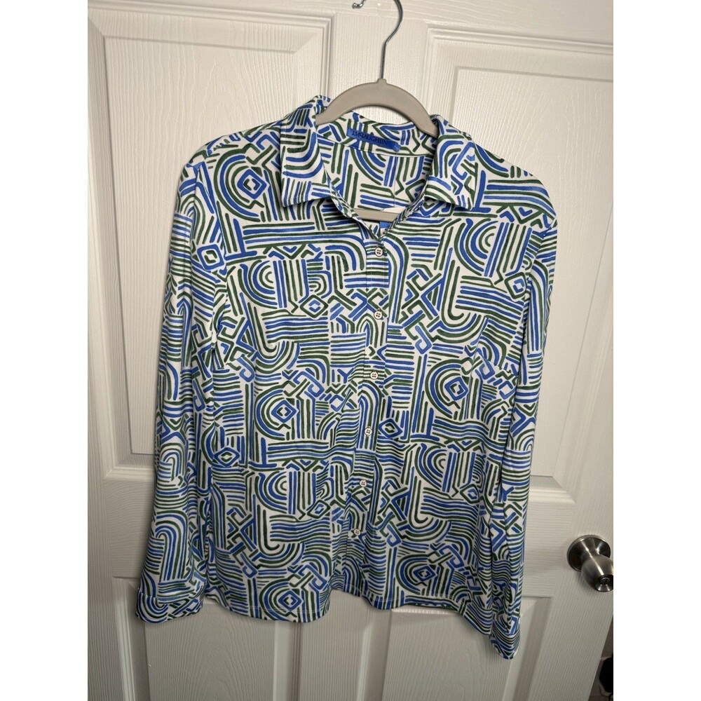 J.Mclaughlin Betty Top Long Sleece Geometric Catalina Cloth Casual